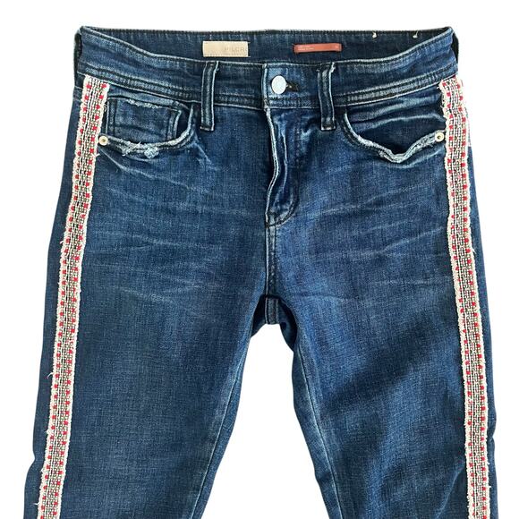 Pilcro Slim Boyfriend Crop Jeans Size 26 Embroidered Side Stripe Anthropologie - Picture 3 of 14